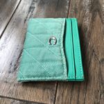 Coach Colored Denim Quilted Essential Card Case, Green Ivy Photo 6