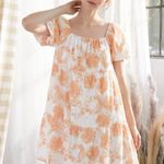 Polagram  Orange and White Floral Dress Photo 0