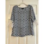 A Byer A. Byer Women’s Geometric Blouse Lace Sleeves Size M Photo 1