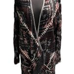Lucky Brand Aztec Serape Fringe Open Front Cardigan Sweater size Medium Photo 3