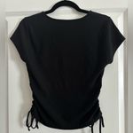 American Eagle Black Ruched Side Tie V-Neck Top Photo 1