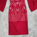 Bardot Mila Lace Dress Cold Shoulder Flare Sleeve Halter Neck Red Cut Out Back 4 Photo 11