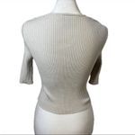 Elie Tahari  beige ribbed square neck top - size small Photo 1