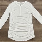 Athleta Pacifica Contoured 1/2 Zip Long Sleeve Thumbhole Pocket White Top Small Photo 2