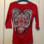 Vocal Wings V-Neck Short Sleeve Shirt | Size: M | Red Photo 3