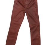 Paige  Hoxton 27 High Waist Ankle Skinny Coated Jeans Burgundy Dust Luxe Photo 0