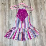 Main Strip Bubble Gum Stripes Halter blouse size small lace stripe Photo 6