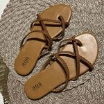 a.n.a NWT Womens Slip on Sandals/Flip flops Cognac Tan Size 9M Strappy Photo 0