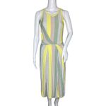 Lou & grey Dress Women Small Gray Yellow Striped Jersey Knit Midi Office Casual Photo 0