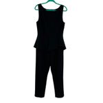 Black Halo  Kasia Peplum Cropped Jumpsuit Sleeveless Ruffle Black Size 12‎ Photo 2