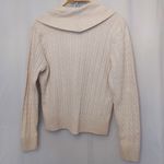 Pria Ivory Cream White Cable Ribbed Knit Cowl Collar V Photo 3
