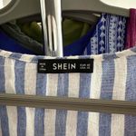 SheIn  Womens Blue White Striped Short‎ Sleeve Tie Front Nautical Coastal Top XS Photo 5