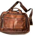 Vintage Brown Samsonite Leather Laptop Bag 12"x16" With Adjustable Strap & Multi Photo 0