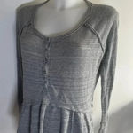 Free People Coastline Thermal Henley Peplum Top Gray Marled 0019 Photo 0
