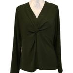 Prologue NWT Olive Green Twist-Front V-Neck Blouse Top New Photo 3