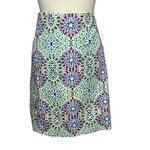 Talbots Skirt Womens 12 Green Blue Kaleidoscope Floral Lined Preppy Classic Boho Photo 1