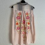 Kyla Seo Pink Gray Embroidered Sleeveless Plaid Top Western Cowgirl Boho Cottage Photo 1