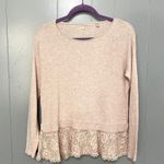 Anthropologie Knitted & Knotted Bloom Pink Lace Oversized Boho Sweater XS Photo 1