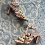 Nicole Miller Studded Ankle Strap Sandals Beige 9.5 Photo 2