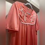 VTG Eve Lingerie Pink Chemise Nightgown With White Embroidered Floral Detail Photo 6