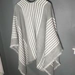 Vintage gray striped poncho fringe body wrap scarf Photo 5