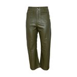 Anthropologie MAEVE x  Colette Cropped Wide Leg Faux Leather Pants, Moss, 33T Photo 5