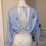 Bleuh Ciel  cropped open back shirt, Small Photo 3