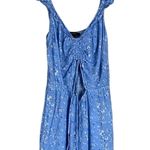 Forever 21 Romper Womens M Blue Floral Ruffle Cutout V-Neck Smocked Cottagecore Photo 3