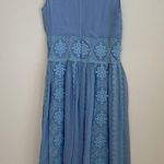 Costarellos baby blue sleeveless Lace chiffon Guipure midi dress 42 Size undefined Photo 6