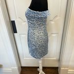 Altar'd State Altar’d State Floral Blue Strapless Dress Notch Slit Mini NWOT Photo 4