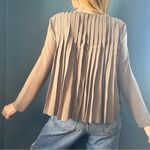 ZARA Taupe Pleated Zip Front lightweight swing jacket size Medium Photo 2