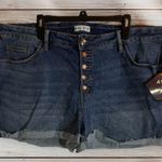 Ava & Viv Womens Cuffed Shorts Size 22W Denim Blue Stretch Button Fly Pockets Photo 1