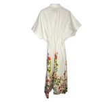 Anthropologie  Exquise The Tobie Button Front Pleated Shirt Dress White Floral Photo 6