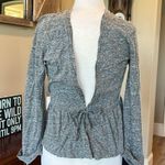 American Eagle Heather Gray Cotton Jacket Sweater Lightweight Cinch Waist Womens XS Photo 2