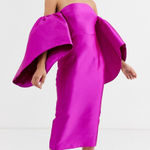 ASOS NWT Elegant Off-Shoulder Puffy Sleeve Magenta Pink Dress Size US 6 Photo 0