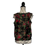Suzy Shier  Black Rose Sheer Ruffle Blouse Women’s Small Flutter Sleeve Romantic Photo 4