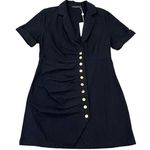 Final Touch  BOHME black dress button front ruching size large 100%  cotton Photo 0