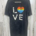 Caution to the Wind Anthropologie Rainbow Heart Love T-Shirt Dress size S Black Photo 0