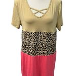 Hayden NWT LA Animal Print Colorblock Short Sleeve Top Shirt Oversized Small Photo 1