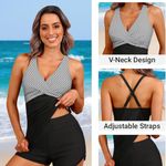 Black White Stripe Tankini Swimsuit with Shorts Two Piece Size Large NWT #2238 Photo 1