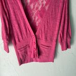 Poof Apparel Poof Y2k Pink Cardigan Lace Back Button Down Knit Sweater Top Large Fairy Photo 5