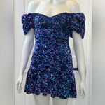 ZARA coquette colorful Sequin Mini Dress with Puff Sleeves size X Small Photo 7