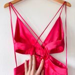 ZARA  Satin Effect Hot Pink Cutout Midi Dress Photo 8