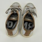 P448 Sally Low Top Sneakers Size 7 Reptile Print White Tan Metallic Photo 4