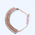 Heart You Back pink dog bone bracelet with silver bones and paws Photo 3