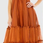 Mac Duggal NWT  Flutter Sleeve Tiered Skirt Midi Dress Photo 1