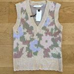 ASTR  - Floral Knit Sweater Vest in Beige Purple & Pink Photo 0
