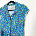 LANZ OF SALZBURG Size M Ditsy Floral Blue Cherry Print Midi Shirt Dress Size M Photo 1