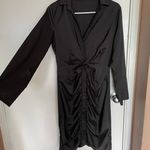 NWOT Satin Ruched Front Tie Shirt Dress (S) Photo 3