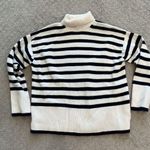 Aritzia Babaton Wool Knit Turtleneck Cream with Navy Stripes Oversized Boxy XS Photo 0